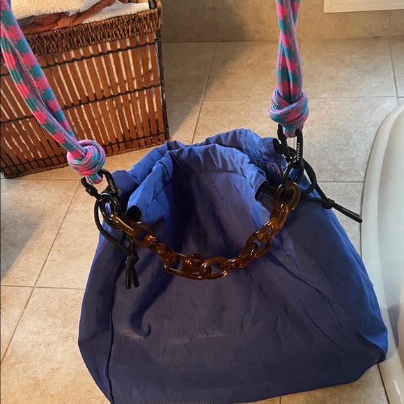 Blue Tote Bag with Colorful Handles - Picture 2 of 4